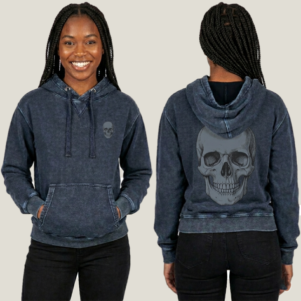 Stone Wash Printed Skull Jumper